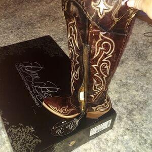 Dan Post Rich Brown Distressed Leather Boots